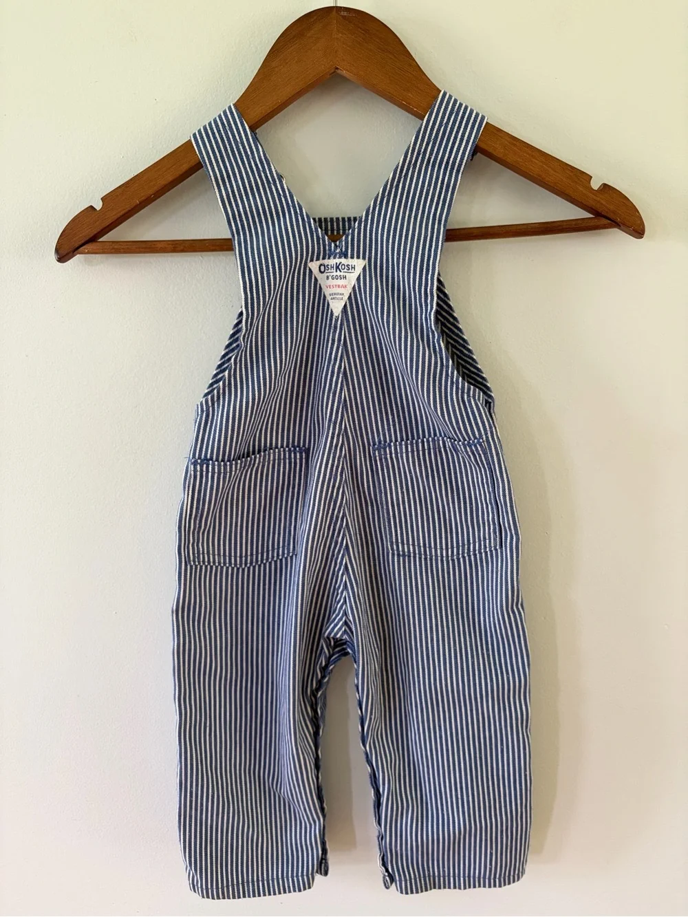 Vintage Toddler OshKosh Striped Railroad Baby Denim Overall Bibs
